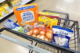 meijer groceries in a shopping cart
