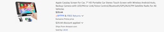 Amazon Apple Carplay Screen and Backup Camera 2025
