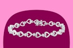 Stock image of a heart sterling silver/natural diamond bracelet