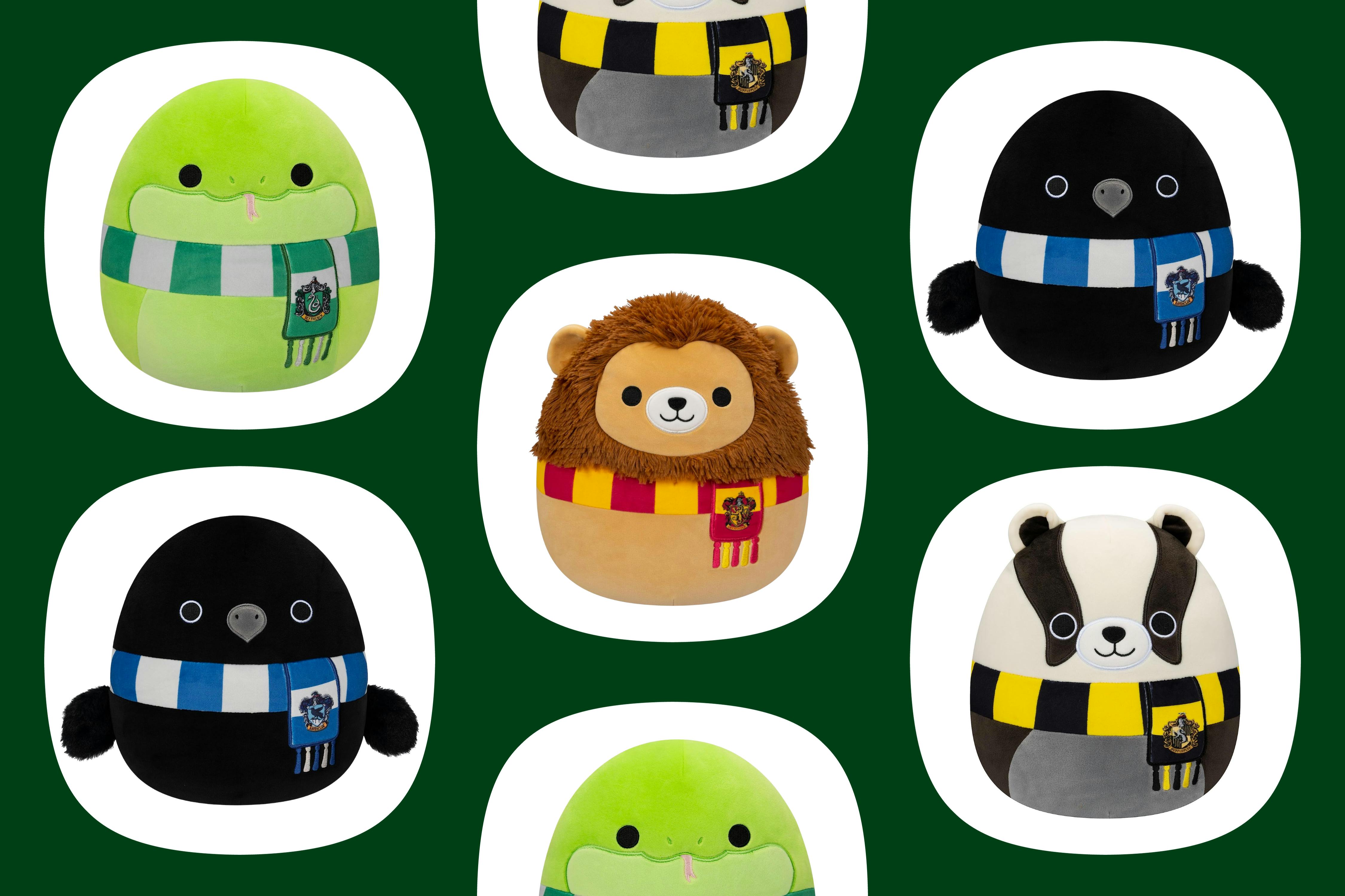 Squishmallows Harry Potter Gryffindor mascots animals of Ravenclaw,  Hufflepuff and Slytherin 