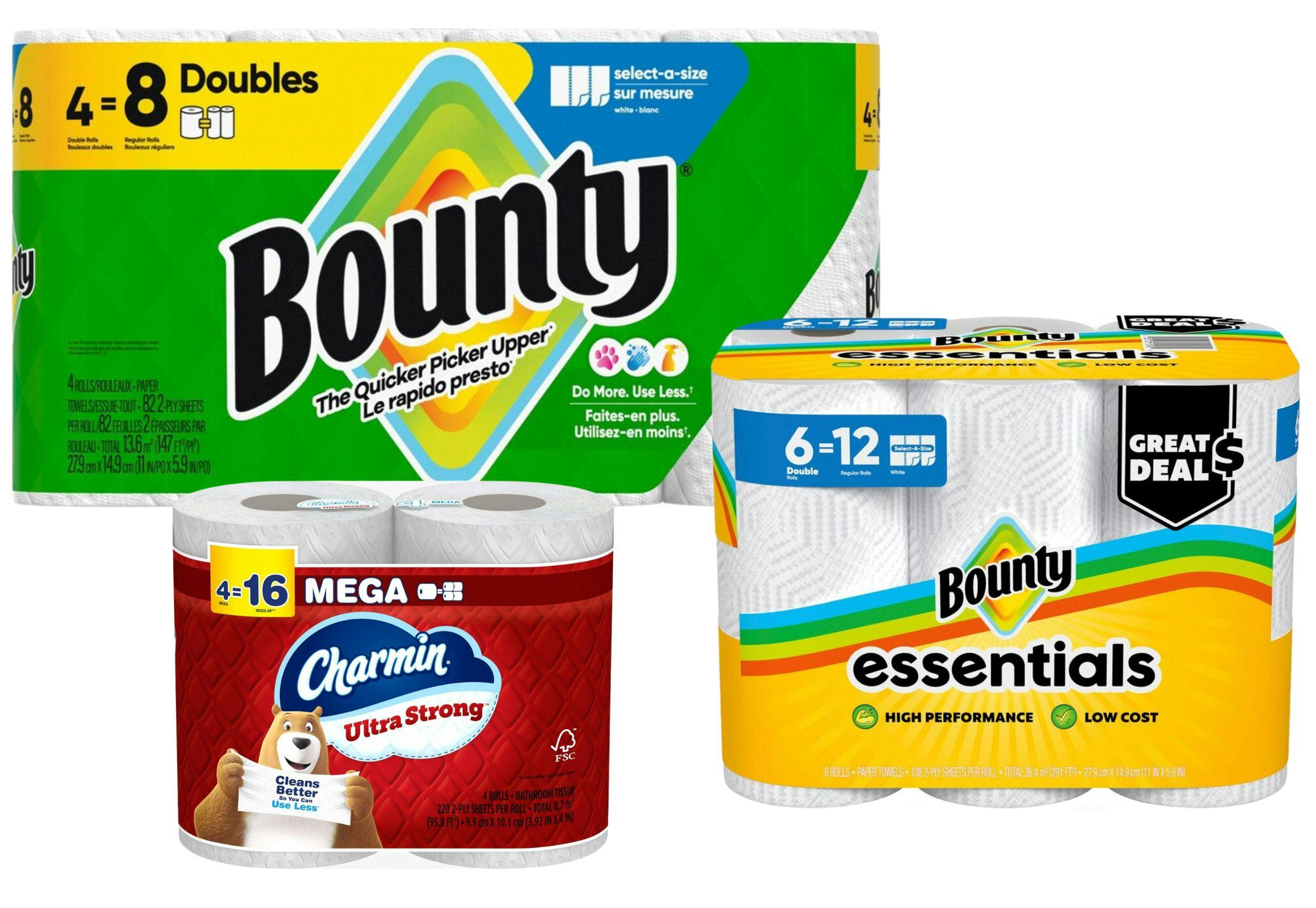 2 Bounty + 1 Charmin