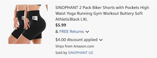 biker shorts Amazon receipt