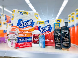 scott loreal elvive colgate crest oral-b bic on walgreens shelf
