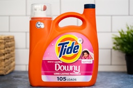 Tide laundry detergent on counter