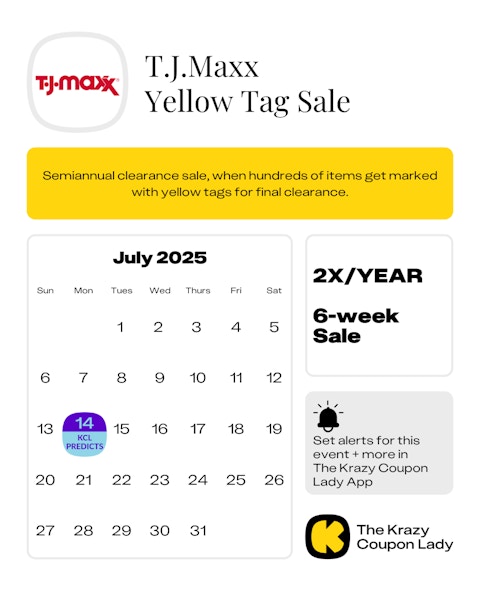 TJMaxx Yellow Tag Sale 2025 Dates