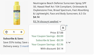 Neutrogena sunscreen Amazon receipt