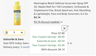 Neutrogena sunscreen Amazon receipt