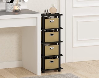 brown storage rack in a room