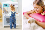 2 lifestyle images: play kitchen and play sand