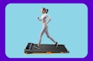 a woman using a walking treadmill