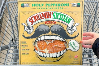 screamin sicilian pizza in shopping cart
