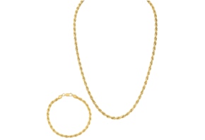 Rope Link Chain Necklace and Bracelet Set