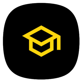 A Graduation Cap Icon in Gold on Black