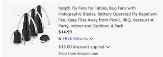 fly fans Amazon receipt