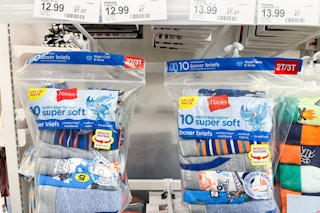 hanes toddler boxer briefs sitting on a target shelf