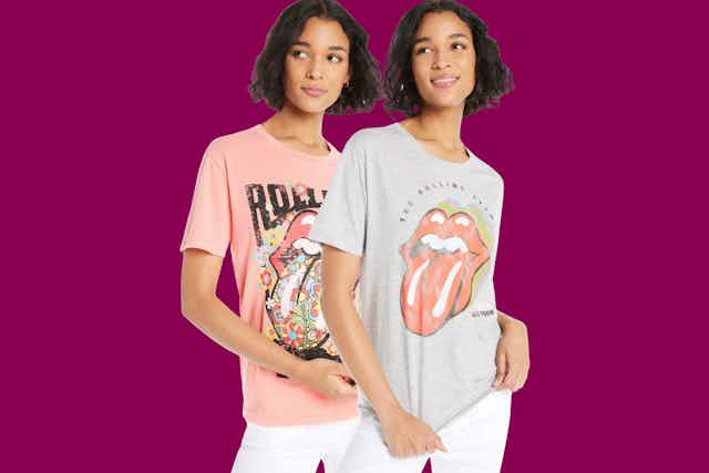 2-Pack Women’s Rolling Stones Graphic Tee, as Low as $6.79 on Walmart card image