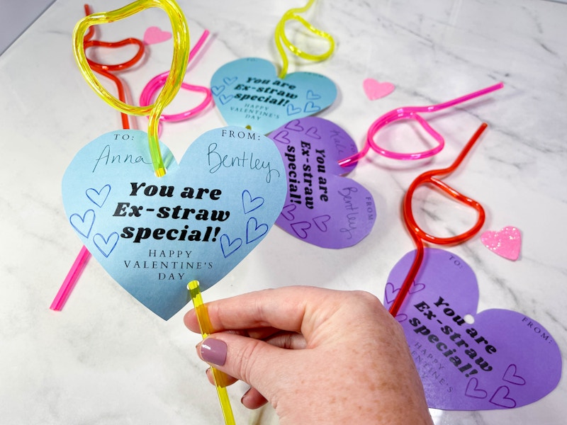 diy valentine made with crazy straws 