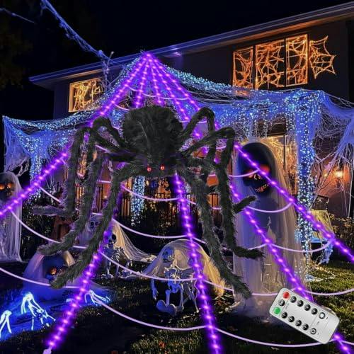 Lighted Halloween Spider Web Set