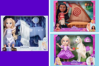 collage image of disney princess dolls