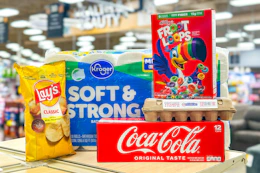 kroger matchup groceries on store shelf