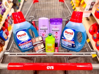 Persil detergent, Covergirl eyeshadow, Garnier Fructis conditioner, Sally hansen nail polish and L'Oreal Elvive hair care in cart