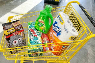 products in a Dollar General shopping cart