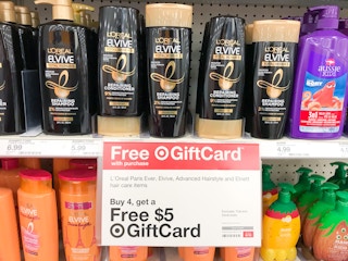 l'oreal paris elvive shampoo and conditioner in a target shelf