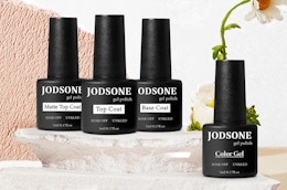 gel polish bottles on a display mini table