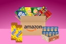 amazon snack items on a gradient