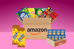 amazon snack items on a gradient