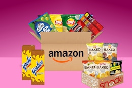 amazon snack items on a gradient