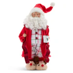 Plaid Pjs Santa Figurine