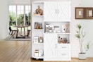 Lifestyle image of the Homfa large kitchen pantry (white farmhouse)