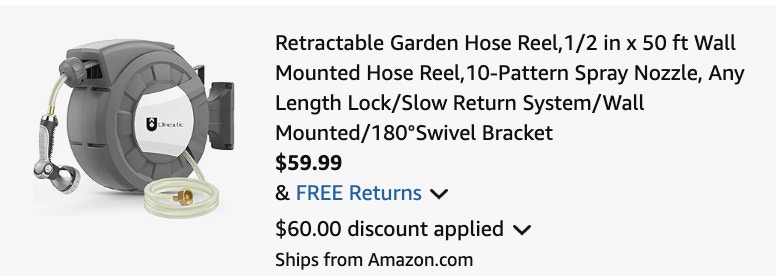 garden hose Amazon receipt