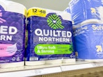 quilted northern toilet paper sitting on a target shelf
