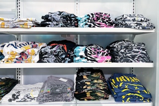 men's graphic tees sitting on a target shelf