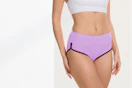 a person wearing light purple underwear