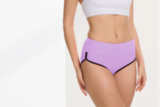 a person wearing light purple underwear