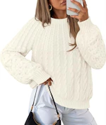 MEROKEETY Women's Cable Knit Sweater