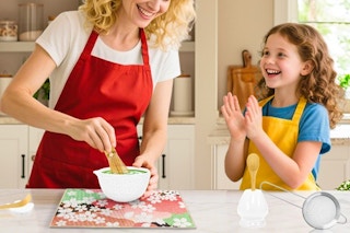 a matcha whisk set being used by a family