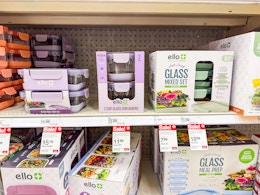 ello glass storage sets sitting on a target shelf