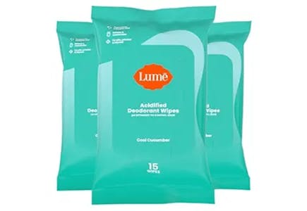 Lume Deodorant Wipes 3-Pack