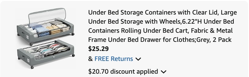 storage containers Amazon receipt