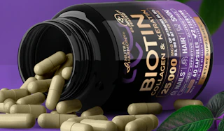 a bottle of biotin vitamins