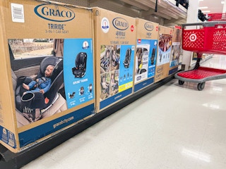 graco car seats sitting on a target shelf