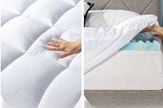 hand setting on mattress topper