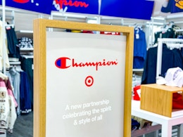 champion sign in kids area at target