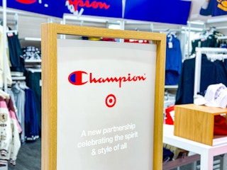 champion sign in kids area at target