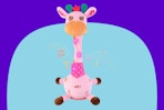 LLUKEME Dancing Giraffe Toy  on a blue background.