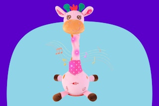 LLUKEME Dancing Giraffe Toy on a blue background.
